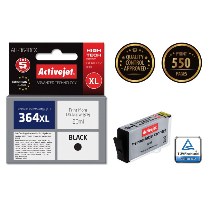 Activejet AH-364BCX Inchiostro (compatibile con HP 364XL CN684EE, Premium, 20 ml, nero)