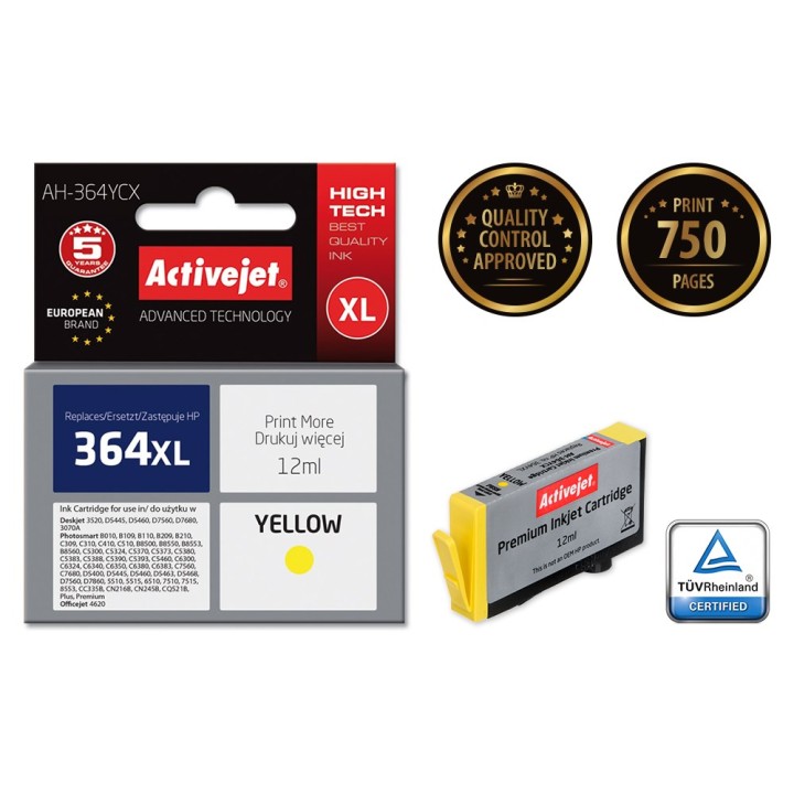 Activejet AH-364YCX Inchiostro (compatibile con HP 364XL CB325EE, Premium, 12 ml, giallo)