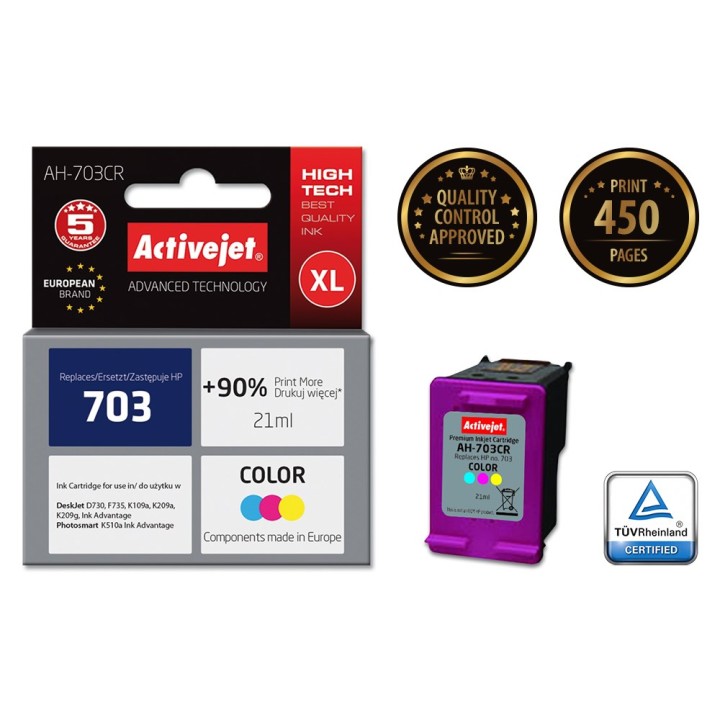 Activejet AH-703CR Inchiostro (sostituzione per HP 703 CD888AE, Premium, 21 ml, a colori)