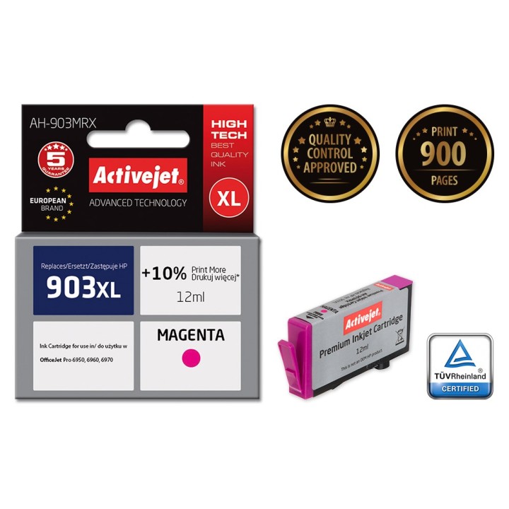 Activejet AH-903MRX Inchiostro (sostituzione per HP 903XL T6M07AE, Premium, 12 ml, magenta)