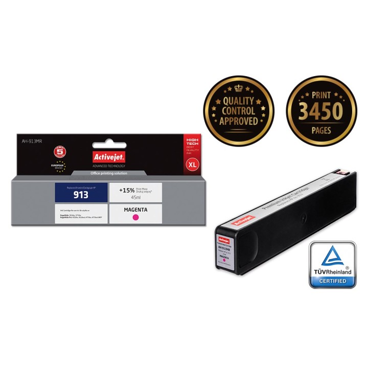 Activejet AH-913MR inchiostro (ricambio per HP 913 F6T78AE, Premium, 45 ml, magenta)