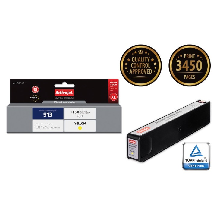 Activejet AH-913YR inchiostro (ricambio per HP 913 F6T79AE, Premium, 45 ml, giallo)