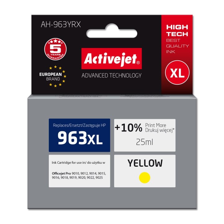 Activejet AH-963YRX Inchiostro (ricambio per HP 963XL 3JA29AE, Premium, 1760 pagine, 25 ml giallo)