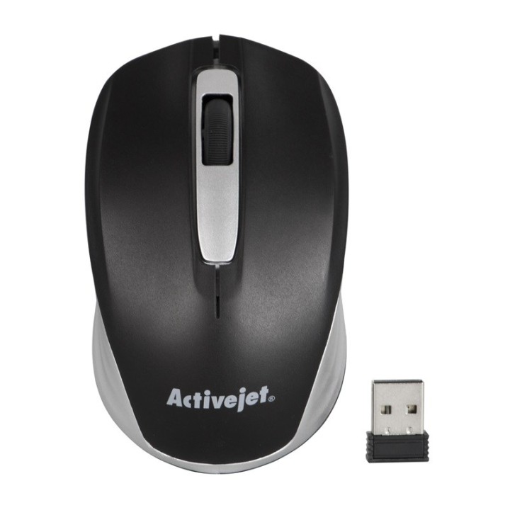 Activejet AMY-313 mouse wireless USB (ottico, 1200 DPI, nero e grigio)