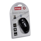 Activejet AMY-313 mouse wireless USB (ottico, 1200 DPI, nero e grigio)