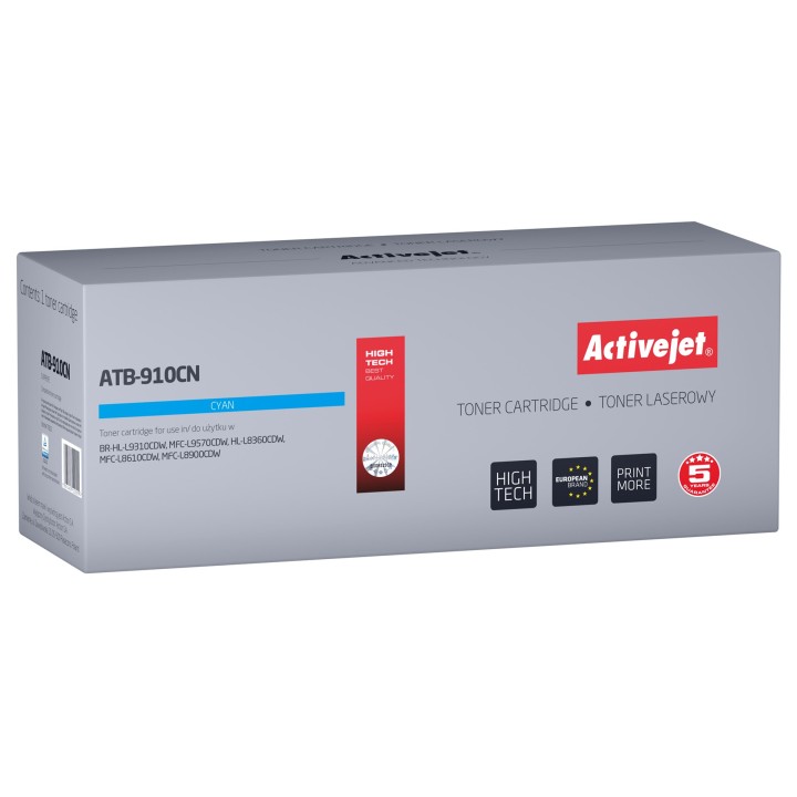 Activejet ATB-910CN toner (sostituzione Brother TN-910C, Supreme, 9000 pagine, ciano)