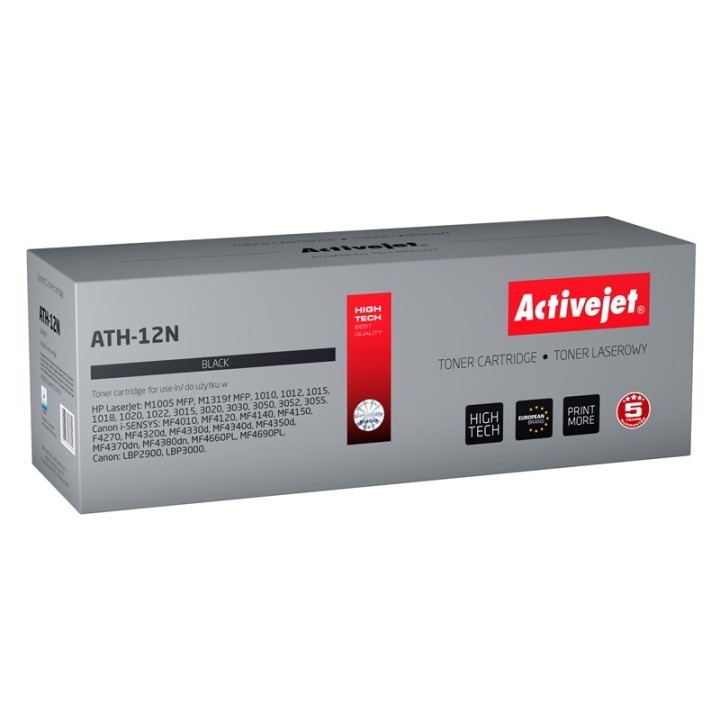 Activejet ATH-12N Toner (ricambio per HP 12A Q2612A Canon FX-10, Supreme, 2000 pagine, nero)