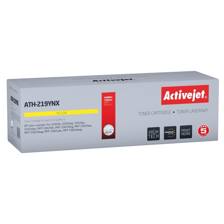 Activejet ATH-219YNX Toner per stampante HP sostituzione HP 219X W2192X, Supreme, 2500 pagine, giallo con chip