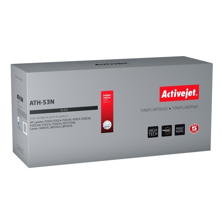 Activejet ATH-53N Toner (sostitutivo per HP 53A Q7553A Canon CRG-715, Supreme, 3500 pagine, nero)