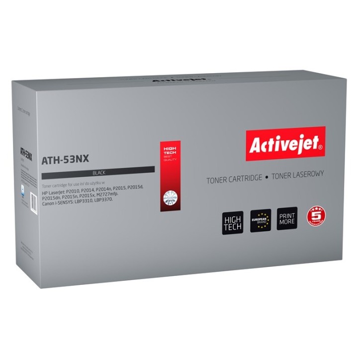 Activejet ATH-53NX Toner (sostitutivo per HP 53X Q7553X Canon CRG-715H, Supreme, 7900 pagine, nero)