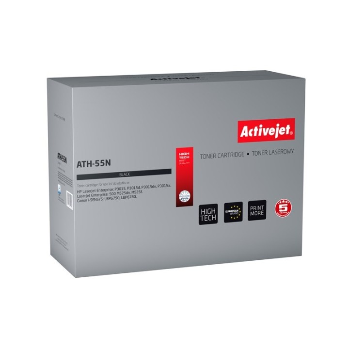 Activejet ATH-55N Toner (sostituzione per HP 55A CE255A Canon CRG-724, Supreme, 6000 pagine, nero)
