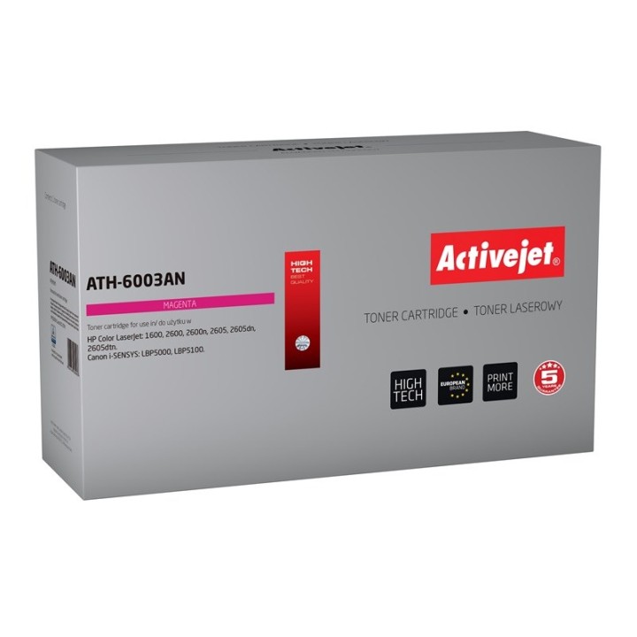 Activejet ATH-6003AN Toner (sostitutivo per HP 124A Q6003A Canon CRG-707M, Premium, 2000 pagine, Magenta)