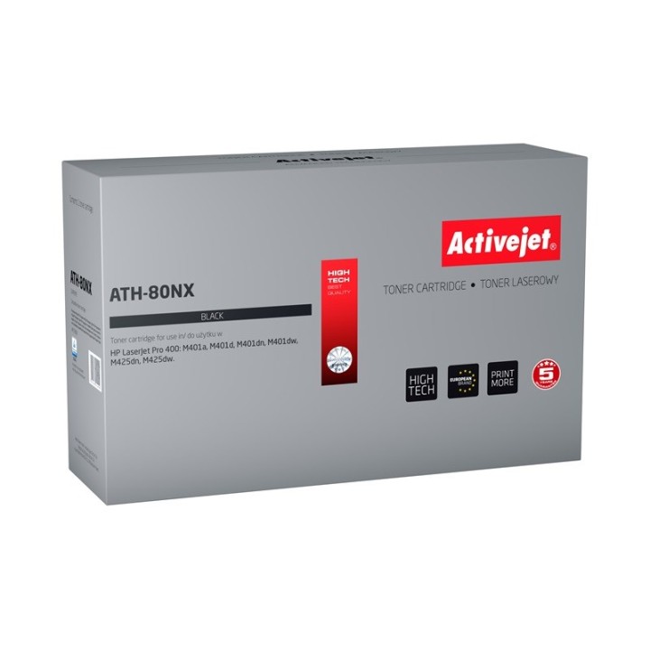 Activejet ATH-80NX Toner (sostituzione per HP 80X CF280X, Supreme, 6 900 pagine, nero)