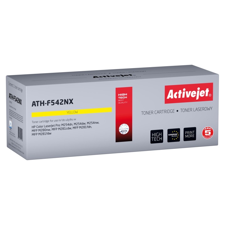 Activejet ATH-F542NX toner (compatibile con HP 203X HP203X CF542X CRG 054H Y CRG054H, Supreme, 2500 pagine, giallo)