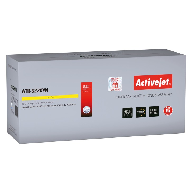Activejet ATK-5220YN toner (sostituzione per Kyocera TK-5220M, Supreme, 1200 pagine, giallo)