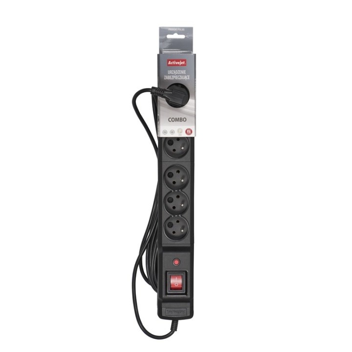 Activejet COMBO 6GN 3M multipresa nera con cavo