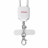 Activejet cordino con cavo di ricarica 3-in-1 bianco. Terminali con vari connettori: USB-C Lightning adattatore USB-A
