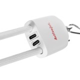 Activejet cordino con cavo di ricarica 3-in-1 bianco. Terminali con vari connettori: USB-C Lightning adattatore USB-A