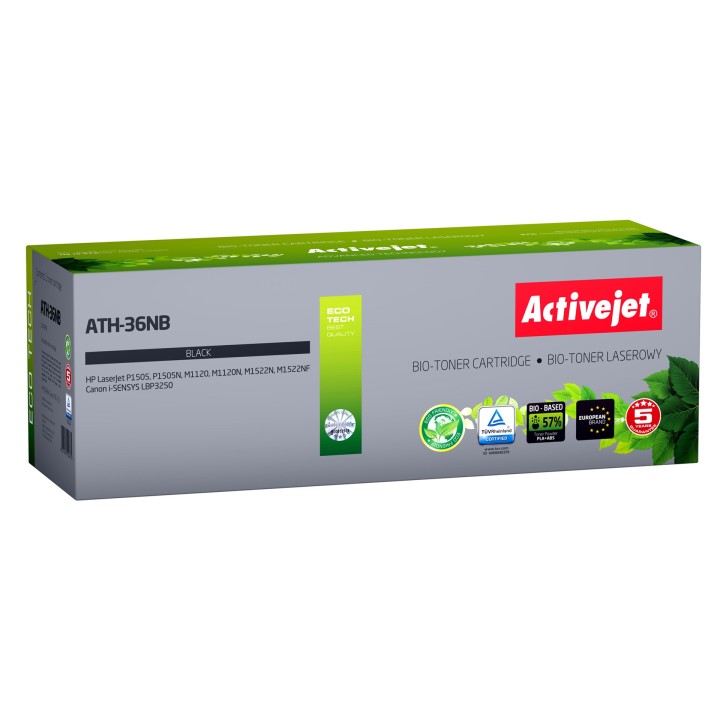 BIO Activejet ATH-36NB Toner per stampanti HP Canon Ricambio HP 36A CB436A Canon CRG-713, Supreme, 2000 pagine, nero. Toner ECO