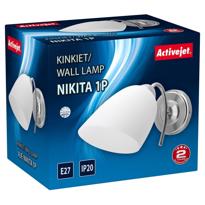 Lampada a parete singola classica Activejet NIKITA nichel E27 per il soggiorno