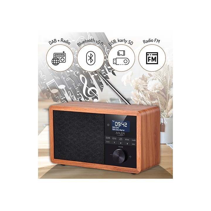Adler AD 1184 Radio portatile digitale nero legno