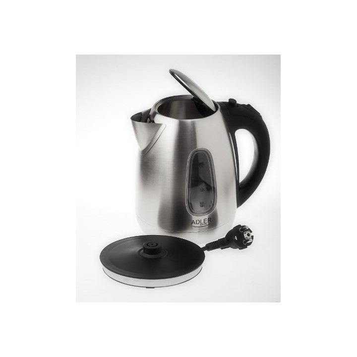 Adler AD 1223 Bollitore elettrico 1.7 L Nero Acciaio inossidabile 2200 W