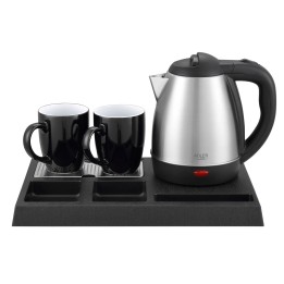 Adler AD 1354 Hotel bollitore acciaio inox 1.2 L + vassaio con tazze acciaio nero