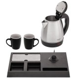 Adler AD 1354 Hotel bollitore acciaio inox 1.2 L + vassaio con tazze acciaio nero