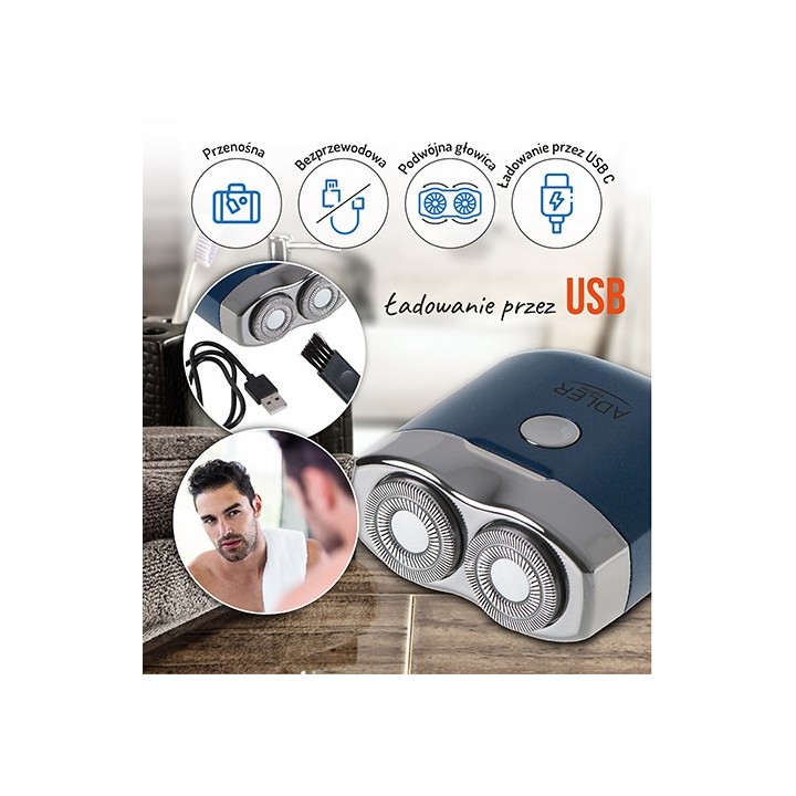 Adler AD 2937 rasoio uomo Rasoio rotativo blu