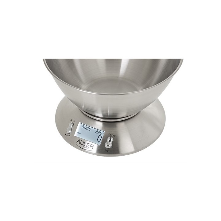 Adler AD 3134 bilancia da cucina elettronica acciaio inox rotonda