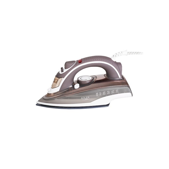 Adler AD 5030 ferro da stiro ferro a vapore piastra in ceramica 3000 W marrone grigio bianco