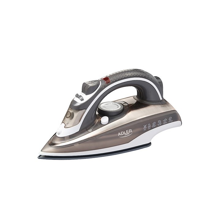 Adler AD 5030 ferro da stiro ferro a vapore piastra in ceramica 3000 W marrone grigio bianco