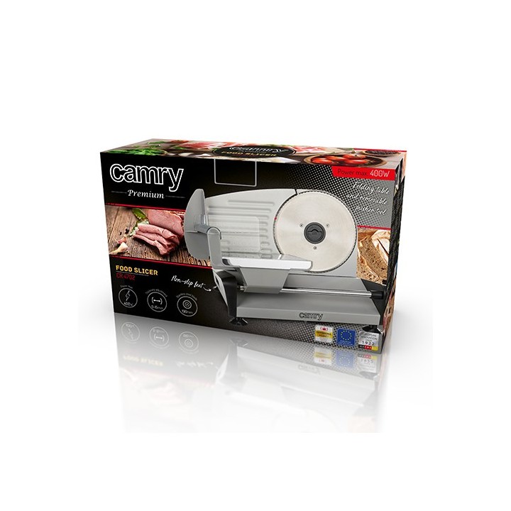 Camry Premium CR 4702 Affettatrice Elettrica Nero Grigio Acciaio satinato Acciaio inossidabile