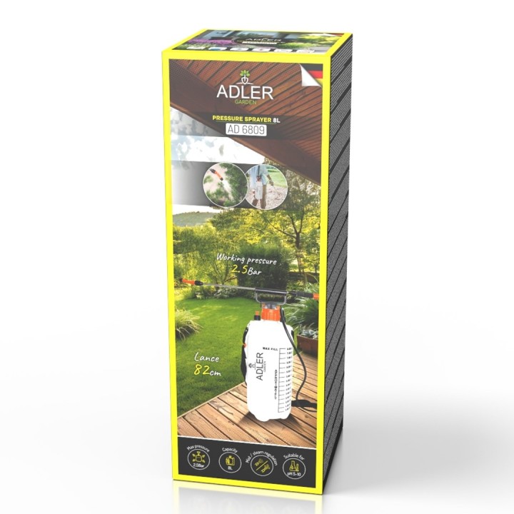 Pressione Sprayer ADLER AD 6809 manuale 8L bianco arancione
