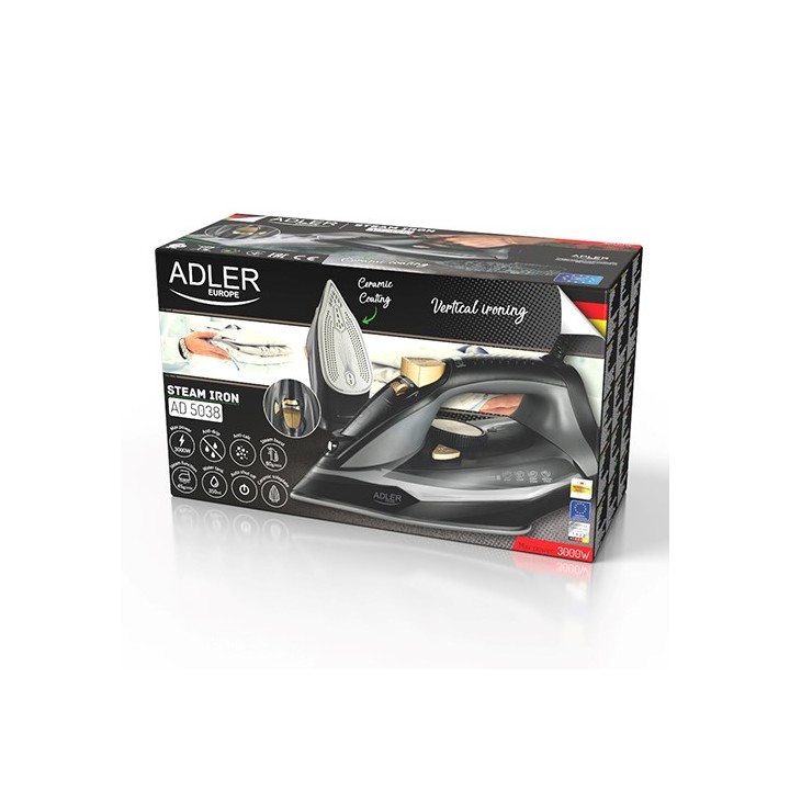 Ferro da stiro a vapore ADLER AD 5038 3000W nero