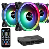 Aerocool DUO12PRO Kit 3xFan 12cm ARGB LED Dual Ring Antivibrazioni 6 Pin nero