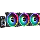 Aerocool DUO12PRO Kit 3xFan 12cm ARGB LED Dual Ring Antivibrazioni 6 Pin nero