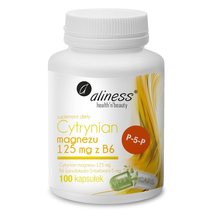ALINESS Cytrynian Magnezu 125 mg con B6 (P-5-P) – integratore alimentare – 100 capsule