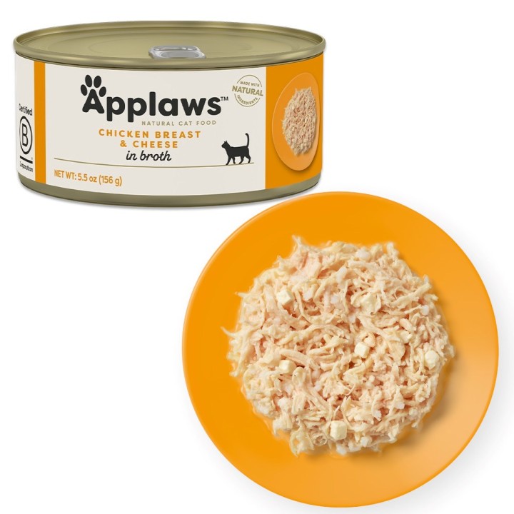 APPLAWS Petto di pollo e formaggio in brodo - cibo umido per gatti - 156g