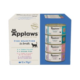 APPLAWS Selezione di pesce multipack in brodo - cibo umido per gatti - 12x70g