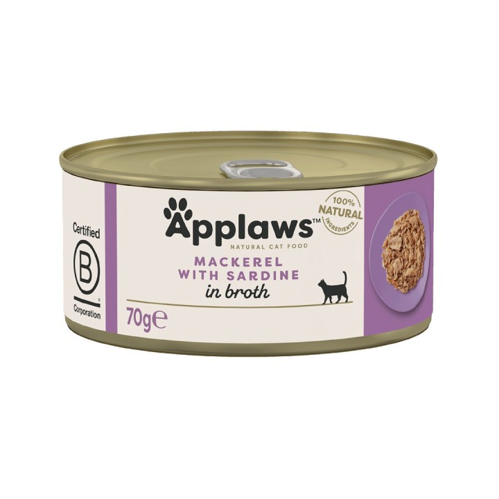 APPLAWS Sgombro con sardina in brodo - cibo umido per gatti - 70g