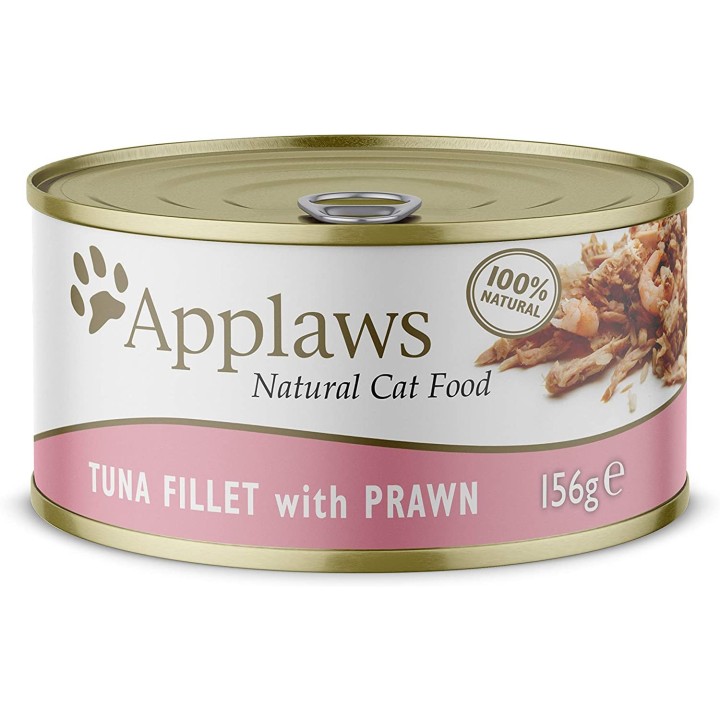 APPLAWS Natural Cat Food Filetto di tonno con gamberetto - cibo umido per gatti - 156g