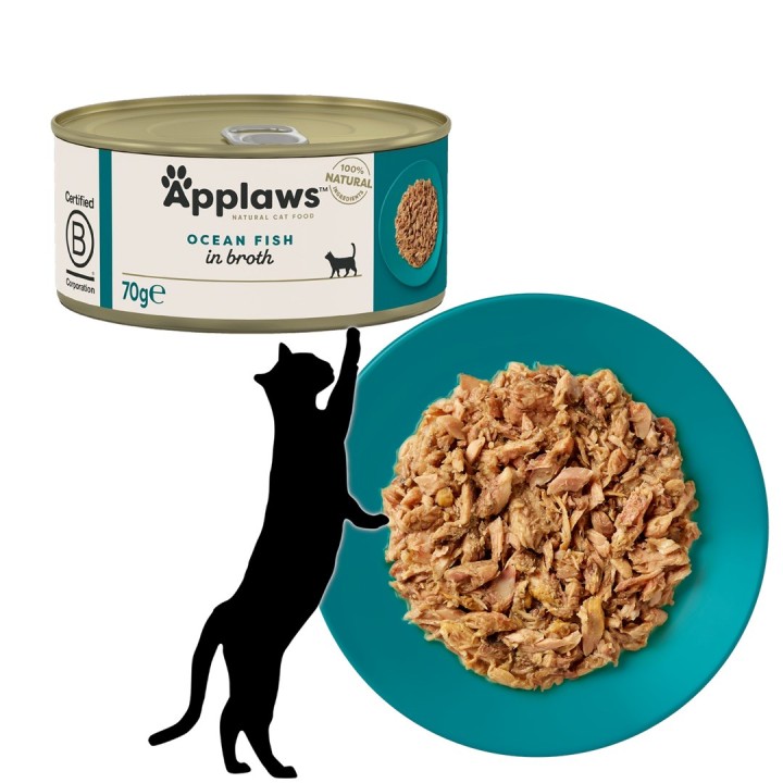 APPLAWS Pesce dell'oceano in brodo - cibo umido per gatti - 70g