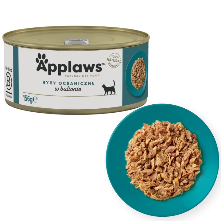 APPLAWS Pesce oceanico in brodo - cibo umido per gatti - 156g