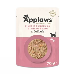 APPLAWS Filetto di tonno con gamberetto in brodo - cibo umido per gatti - 70g