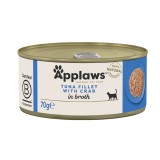 APPLAWS Filetto di tonno con granchio in brodo - cibo umido per gatti - 70g