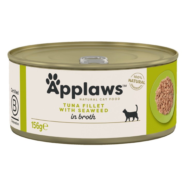 APPLAWS Filetto di tonno con alghe in brodo - cibo umido per gatti - 156g