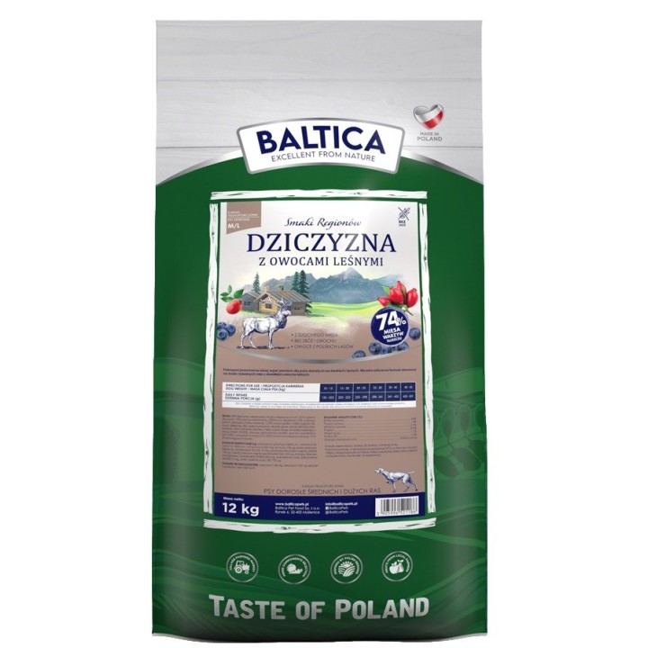BALTICA Flavours of regions Cervo con frutti di bosco Razze Medium e large - cibo secco per cani - 12kg