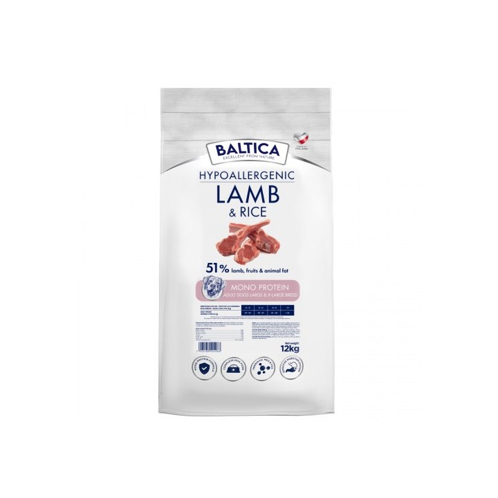 BALTICA Nutraceutic Hypoallergenic L/XL Agnello con riso - cibo secco per cani - 12kg