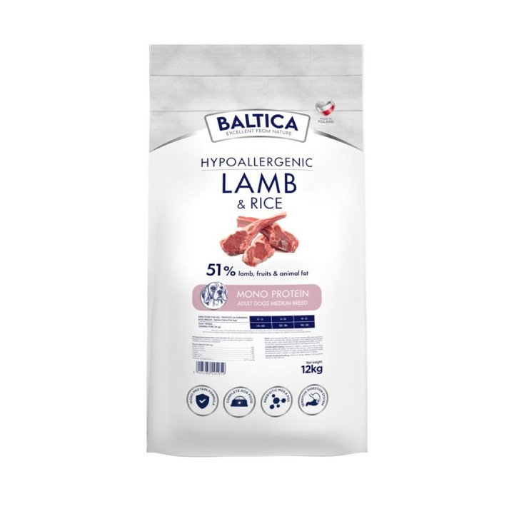 BALTICA Nutraceutic Hypoallergenic Agnello & Riso M - cibo secco per cani - 12kg